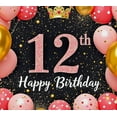 thumbnail image 4 of Sparkly 12th Birthday Backdrop Banner with Crown Balloons and Stars Party Supplies Photography Props Birthday Decoration Happy Birthday Decor Background for Photo Booth Party Decorations, 4 of 7