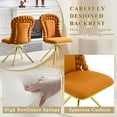 thumbnail image 4 of TesNus Set of 2 Orange Velvet Bubble Tufted Swivel Dining Chairs with Gold Metal Legs for Dining Room, 4 of 9