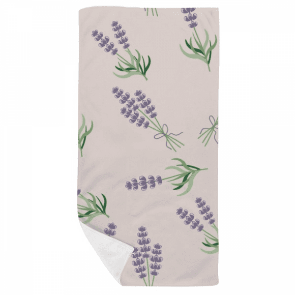 Blue Lavender Bowknot Flower Bath Towel Soft Washcloth Facecloth 35x70cm