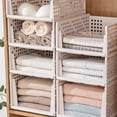 thumbnail image 3 of Folding and Stackable Storage Plastic Shelf in White Set of 4, 3 of 9