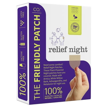 The Friendly Patch Relief Night, Pain Patches 8 Count, Arnica, Melatonin, Body Part that hurts, sleep Patches