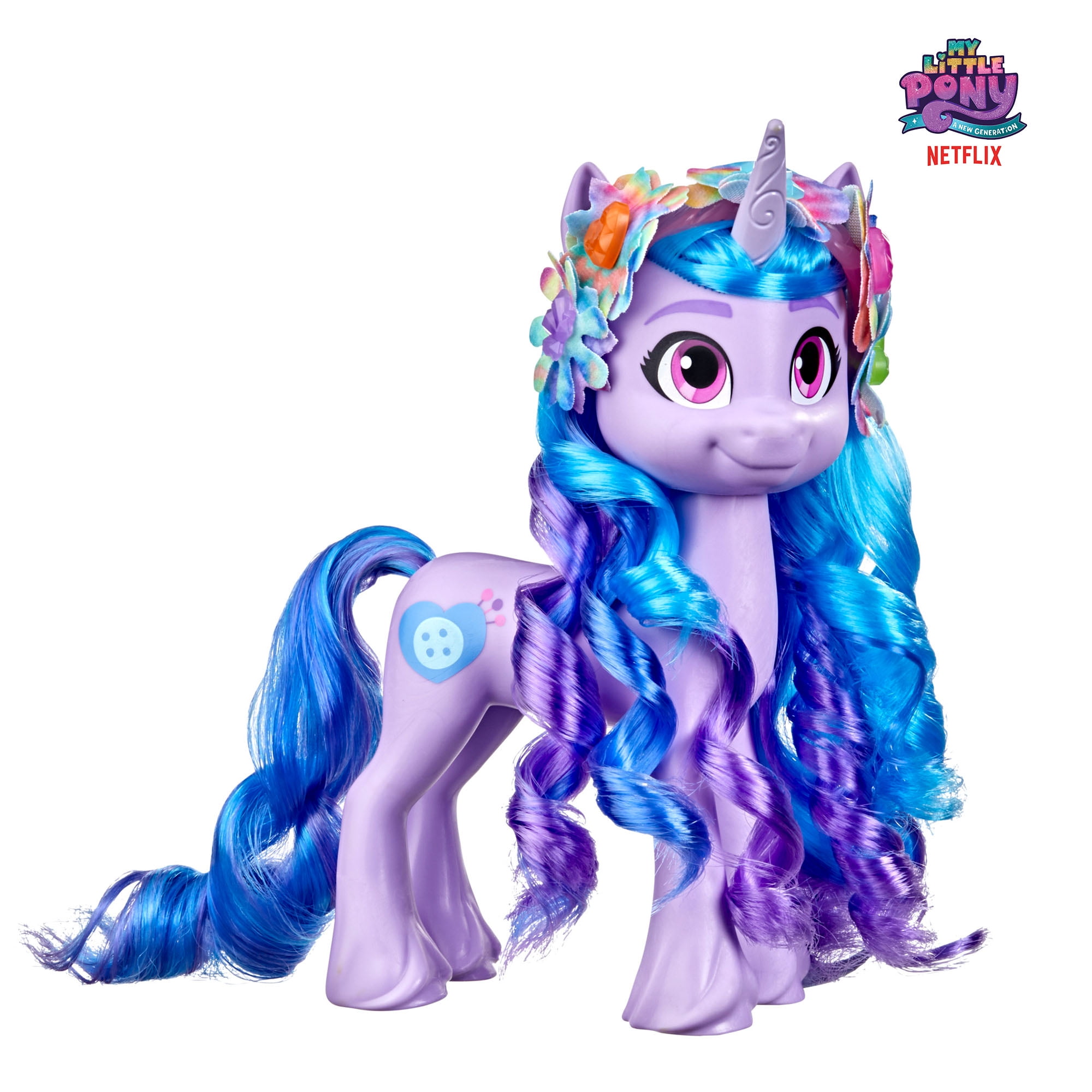 Plastic Unicorn Figurine Toy 3" Tall White & Blue One Raised Hoof