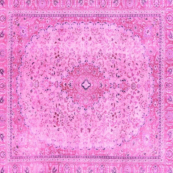 Ahgly Company Indoor Square Abstract Pink Modern Area Rugs, 3' Square