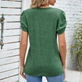 thumbnail image 6 of Fesfesfes Green Crewneck Women's Solid V-Neck Loose Twisted Short Sleeve T-shirt Top 4(S), 6 of 6