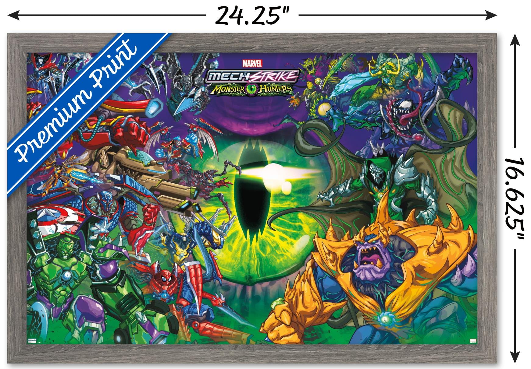 Marvel Avengers: Mechstrike Monster Hunters - Battle Wall Poster, 14.725" x 22.375" Framed