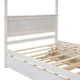 thumbnail image 6 of Full Size Canopy Bed with Trundle Bed and 2 Drawers, Wood Full Platform Bed with Headboard, Footboard and Slat Support, Modern 4 Poster Panel Bed, No Box Spring Needed, Brushed White, 6 of 7