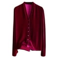 thumbnail image 2 of Long Sleeve Shirts for Women Velvet Button Down V Neck Dressy Casual Blouse Office Work Tops, 2 of 6