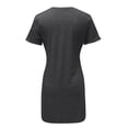 thumbnail image 3 of Robes d'Été Noires pour Femmes 2022 Mode pour Femmes Couleur Unie Nœud à Nouer Col en V Manches Courtes Robe Décontractée, 3 of 5