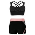 thumbnail image 2 of Rswnyirn Kids Girls 2 Pcs Gymnastic Dance Outfit Sleeveless Crop Top with Active Shorts Bottom B Pink 14, 2 of 7