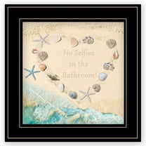 No Selfies in the Bathroom-Sea by Trendy Decor4U Print Wall Art Wood Multi-Color