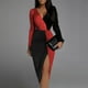 thumbnail image 2 of Vestido Ceñido Al Cuerpo Vestido de Retazos Vestido de Bloque de Color Mujer Casual Nalgas Cuello en V Cremallera Patchwork Vestido Largo Leeve Odeerbi ODB115218, 2 of 8