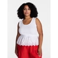 thumbnail image 2 of Time and Tru Women's Eyelet Trim Tank Top with Peplum Hem, Sizes XS-XXXL, 2 of 6
