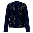 thumbnail image 6 of Women's Navy Sequin Jacket Women Long Sleeve Sparkle Cardigan Plus Size Sparkly Tops, 6 of 6