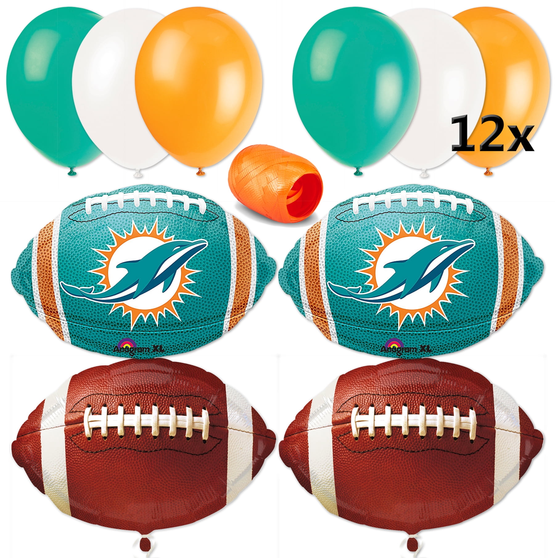 Miami Dolphins NFL Football Party 17pc Balloon Pack Teal Orange White miami-dolphins-nfl-football-party-17pc-balloon-pack-teal-orange-white