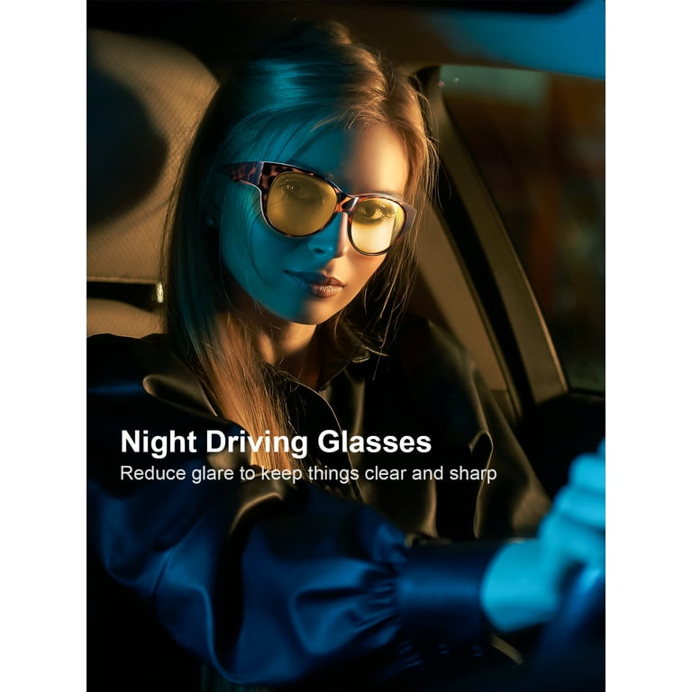 TINHAO Night Driving Glasses Fit Over Glasses Anti Glare Night Vision  Glasses for Men Women 