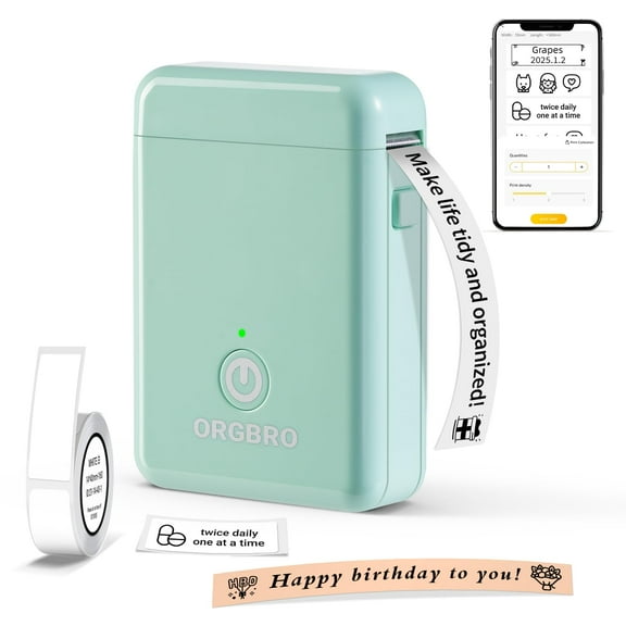 ORGBRO Label Maker Machine with Tape, X1 Portable Mini Label Printer, Support Pre-Cut & Continuous Label, Wireless Small Label Makers with Versatile App for School Home Office Organization C86