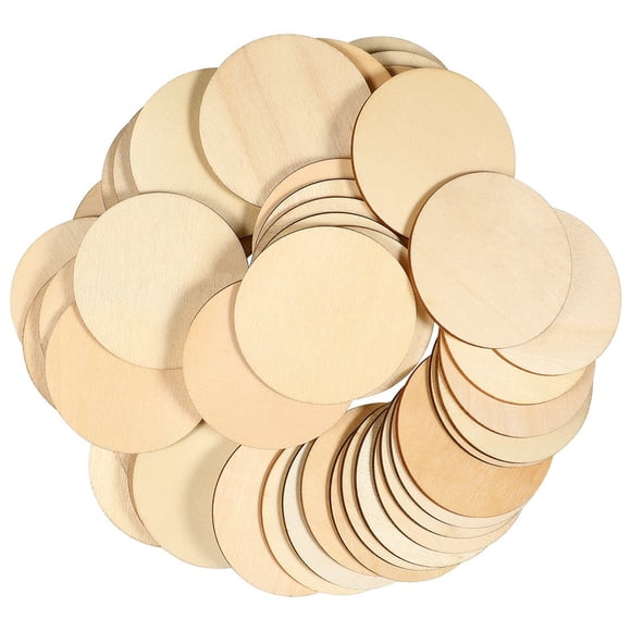 LOVEVER 50 Pcs Unfinished Wood Circles Round Discs Cutouts Wooden Circles Blank Round Wood Circles for DIY Crafts Painting Staining Home Decoration