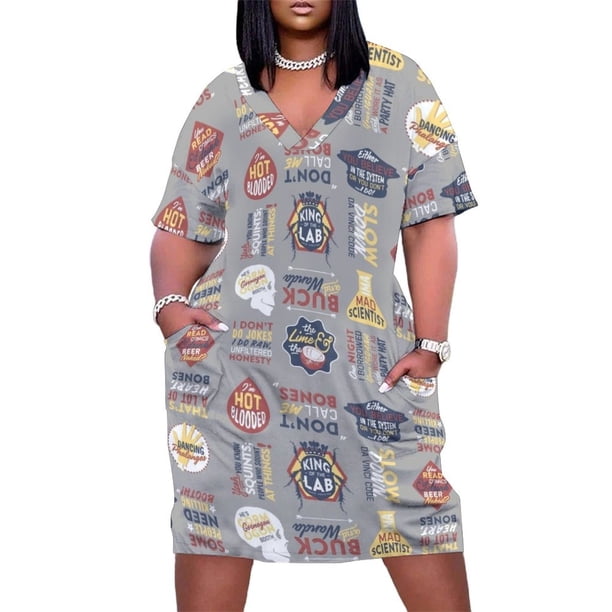 BONES - PROGRAMA DE TV - COLLAGE DE COLORES Vestido holgado con bolsillos Vestido elegante para mujer