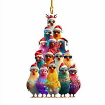 Chicken Tree Christmas Ornament, Gift for Chicken Lovers, Farmhouse Animals Christmas Ornament for Women, Family Xmas Tree Hanging Decorations