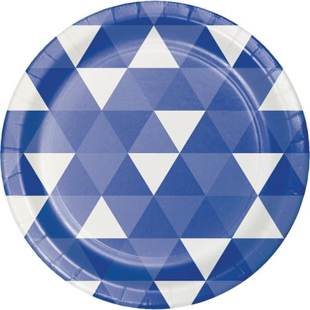 Cobalt Luncheon Plate - Club Pack of 96 Cobalt Blue and White Fractal Designed Luncheon Plate 6.8”
