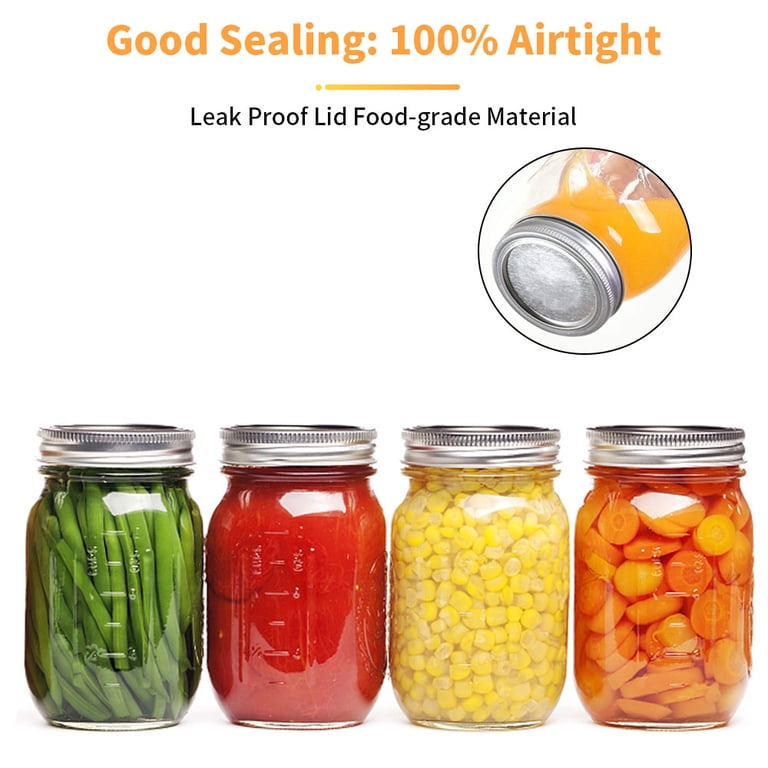 100 Pcs Regular Mouth 70mm Canning Lids - Leak Proof & Reusable Mason Jar Lids
