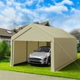 thumbnail image 4 of 10x20FT Heavy Duty Carport, Portable Garage with Removable Sidewalls and Doors for Car, Truck, SUV, UV Resistant Waterproof Carport Canopy for Outdoor, All-Season Tarp for Car (Beige), 4 of 7