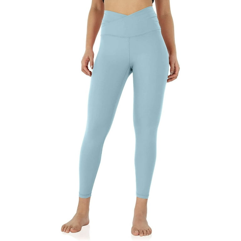 Pgeraug Pants for Women Cross Waist Yoga Leggings with Inner Pocket Workout  Running Tights Pants Leggings Blue M