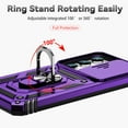 thumbnail image 5 of Rotatable Ring Holder Case for Samsung Galaxy S25 with 1 Pack Screen Protector, Military Grade Drop Protection Slide Camera Cover Anti-Scratch Stand Case Support Magnetic Car Mount, Purple, 5 of 8