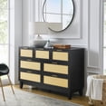 thumbnail image 3 of Vastcury Modern Wooden Dresser with 7 Rattan Drawers for Bedroom, Chest of Drawers with Spacious Storage for Living Room, Black, 3 of 10