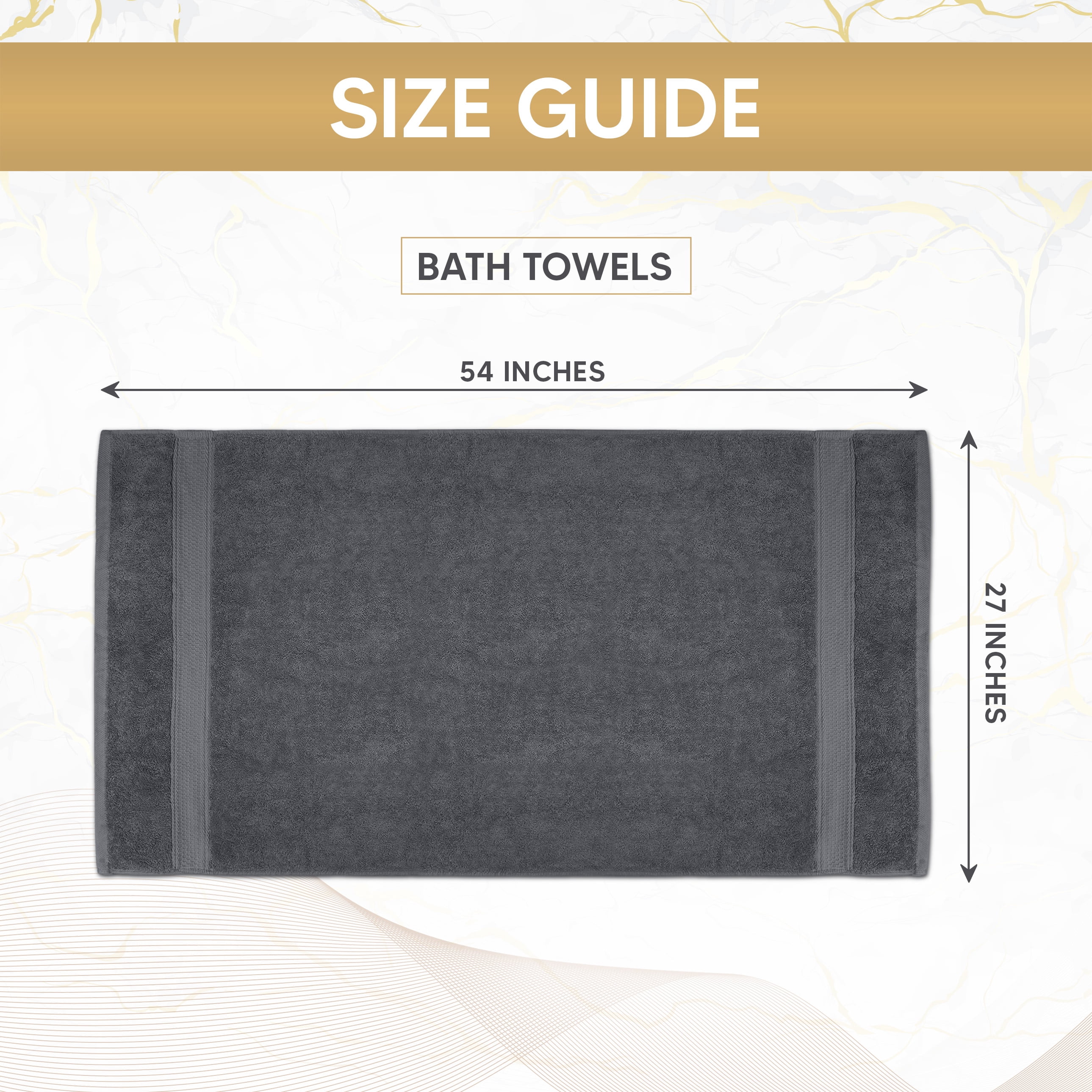 PEKUR 4 Pack Bath Towels Set, 100% Ring Spun Cotton, Soft and Highly Absorbent Wash Towels for Body and Showering – Perfect for Daily Use (27 x 54 Inches)(Grey)