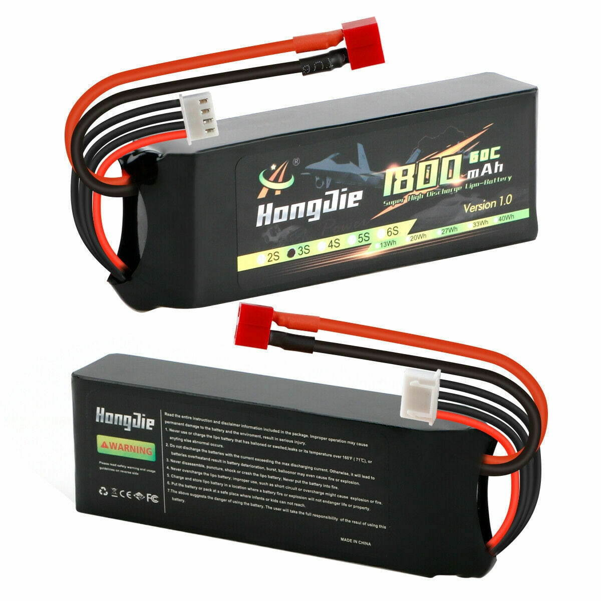 11.1V 1800mAh 60C 3S Lipo Battery T Plug For RC Racing Drone Helicopter Car 