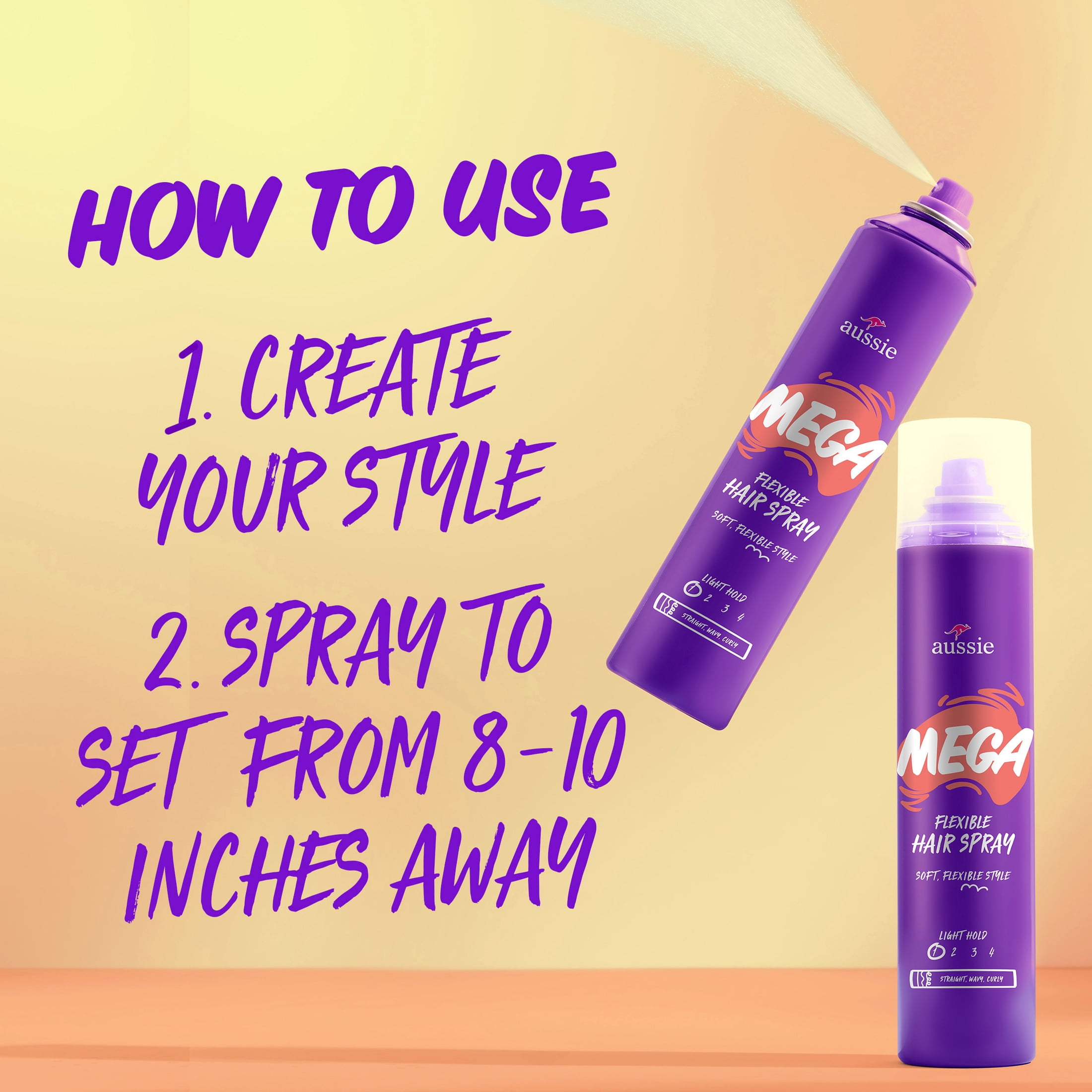 Aussie Mega Flexible Hair Spray for Curly Hair, Straight Hair, and Wavy Hair, 10 oz