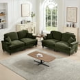 thumbnail image 4 of Newest Classic 2 Piece Modular Couch Living Room Sofa Set,Flared Arms,Removable Ruffles Pleats Skirts,Spindle Legs, 2 Seater Sofa + 2-Seat Loveseat Sofa Sets for Living Room,Green, 4 of 19