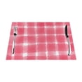 thumbnail image 1 of YFYANG Washable Heat-Resistant Placemats, 70% PVC/30% Polyester, Red Abstract Watercolor Plaid Kitchen Table Mat, 12" x 18" 1 Pcs, 1 of 6