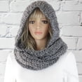 thumbnail image 2 of Women Hooded Scarf Thick Warm Soft Fashion Solid Color Woolen Hooded Scarf for Winter, 2 of 5