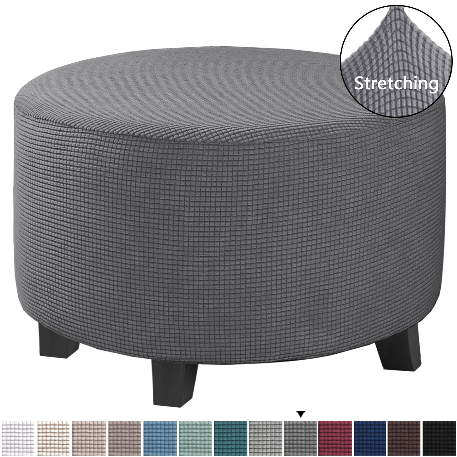 Round Ottoman Slipcover Footstool Protector Covers Storage Stool ...