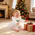 thumbnail image 6 of OJSFQUFP Infant Baby Girl Romper Lace Dress Floral Fall Winter Outfits Long Sleeve Clothes with Bow Headband, 6 of 9
