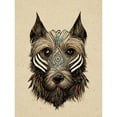 thumbnail image 1 of Boho Terrier Dog With Tribal Patterns Striped Face Unframed Wall Art Print Poster Home Decor, 1 of 3