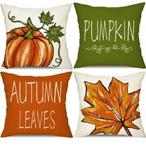 Fall Pillow Covers 18x18 inch Set of 4 Pumpkin Maple Leaf Hello Pumpkin Happy autumn Decorative Throw Pillow Case Autumn Thanksgiving Farmhouse Orange Decoration for Home couch
