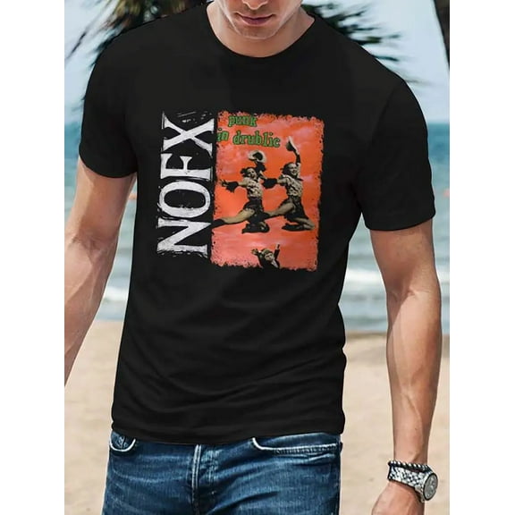 NOFX "Punk in Drublic" Men's Black Graphic T-Shirt - 100% Cotton, Short Sleeve, Crew Neck with Skeleton Print