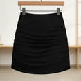 thumbnail image 6 of Xdegoge Swimwear for Women Bottoms High Waisted Ruched Mini Skirt Bathing Suit Bottoms Solid Gathered Tummy Control Slimming Pool Party, 6 of 7