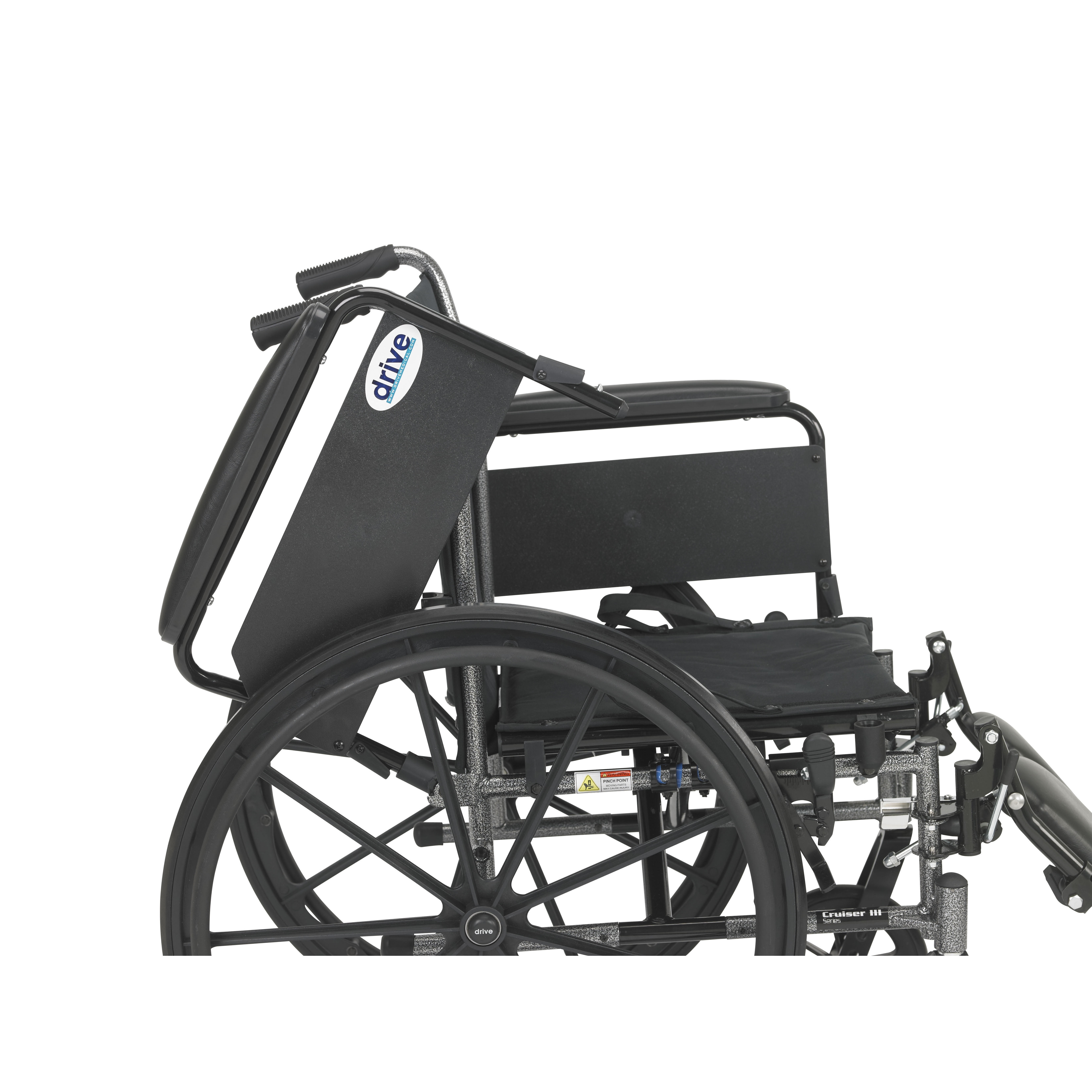 Drive Medical Cruiser III Light Weight Wheelchair with Flip Back Removable Arms, Full Arms, Elevating Leg Rests, 18" Seat