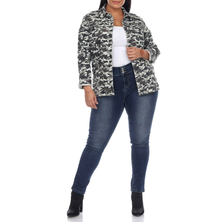 Camo denim jacket plus size sale
