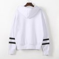 thumbnail image 2 of Otoño Invierno Mujeres con capucha suéter mangas largas contraste rayas Casual sudaderas sueltas Top Abanopi Blanco/M, 2 of 6