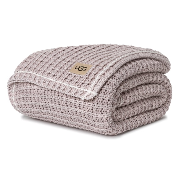 UGG Luna Knit Throw Blanket Soft Cotton Throw for Couch or Bed Cozy Soft Warm Waffle Giftable Lightweight Blanket for Living Room Bedroom, Machine Wa