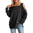 thumbnail image 3 of CAIXIA Fall Sweaters For Women Off Shoulder Long Sleeve Pullover Tops Soft Basic Clothes Elegant Shirts Daily Work Outfits Fall Winter Clothes,Black, 3 of 6