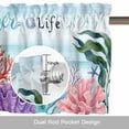 thumbnail image 6 of Summer Ocean Valance Curtain for Windows Welcome to Life Color Coral Shell Gradient Blue Rod Pocket Curtain Valances Short Window Treatments Panels for Kitchen Bathroom Laundry Basement 60 x 18 Inch, 6 of 9