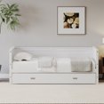 thumbnail image 2 of Twin Size Daybed with Trundle, Solid Wood Daybed Frame for Kids Teens Guests, Space Saving Twin Bed for Bedroom, 2 of 7