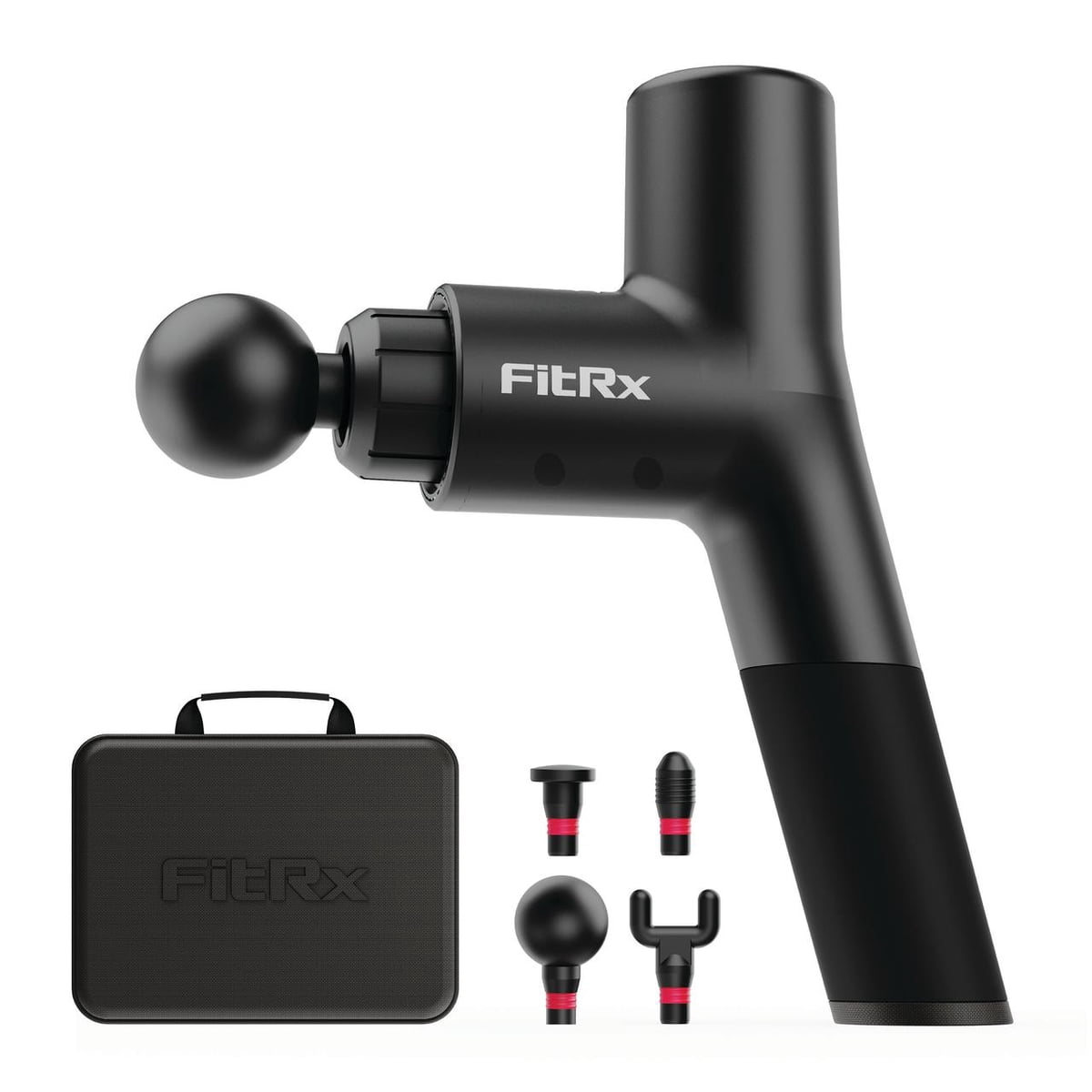 FitRx Handheld Deep Tissue Percussion Massage Gun with 6 Speeds and 4 Attachments