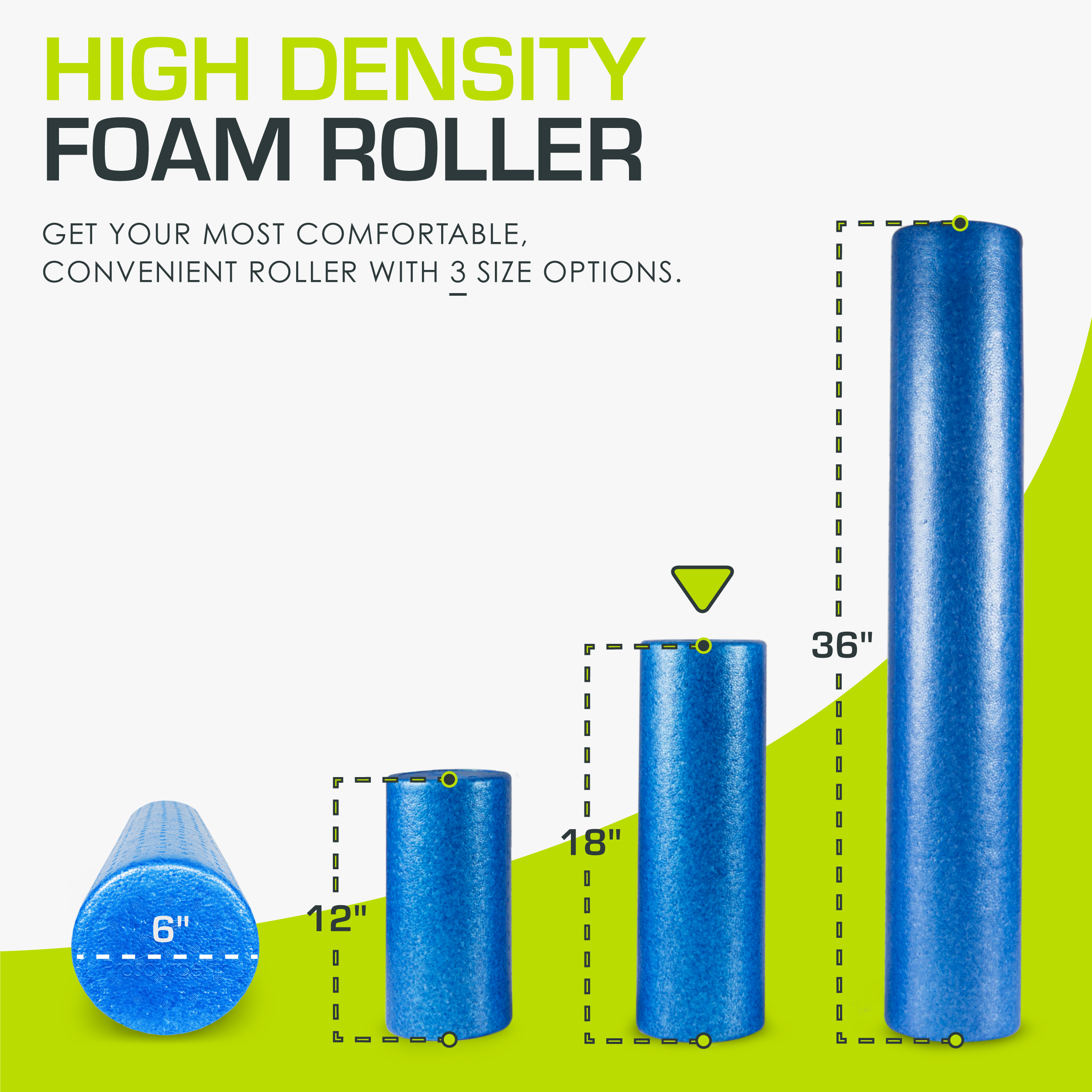 ProsourceFit High Density Foam Roller 36, 18, 12 inches, Black Best